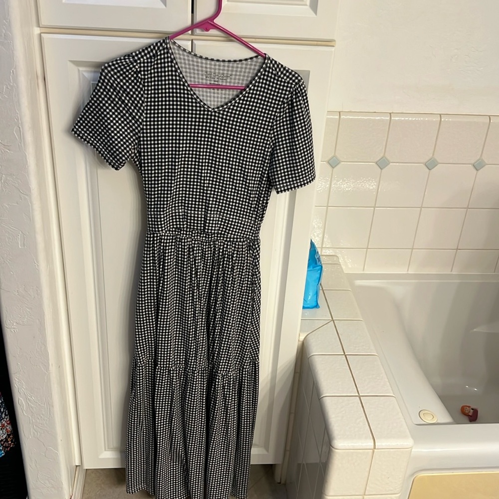 XXS Black Gingham nursing dress cotton
